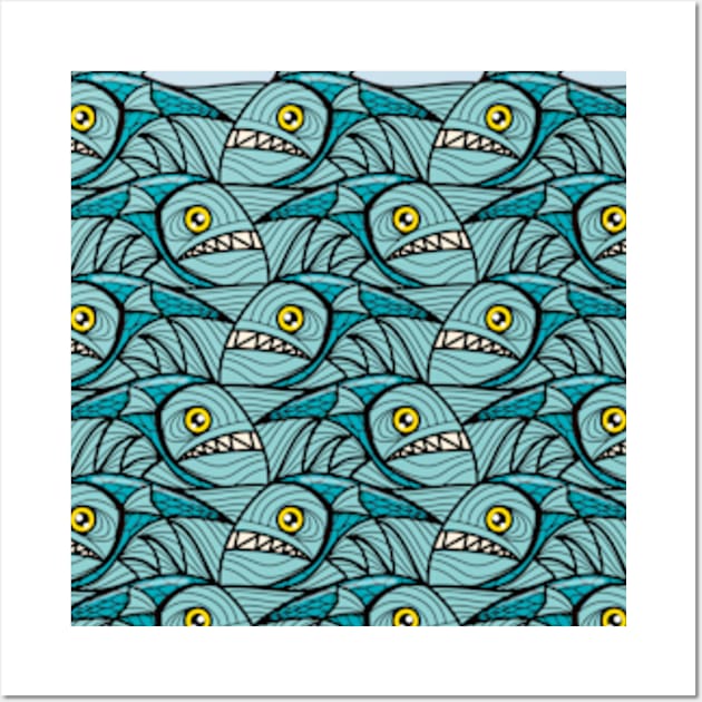 Escher fish pattern II Wall Art by Maxsomma